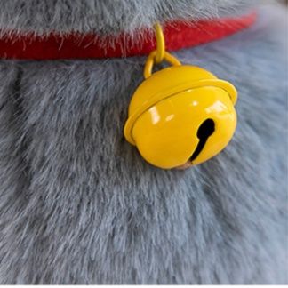 猫ぬいぐるみ 金の鈴付き愛らしいグレー色の子猫ぬいぐるみ