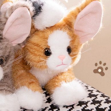 猫ぬいぐるみ 大きなお耳のふわふわトラ茶子猫ぬいぐるみ