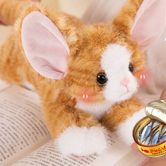 猫ぬいぐるみ 大きなお耳のふわふわトラ茶子猫ぬいぐるみ