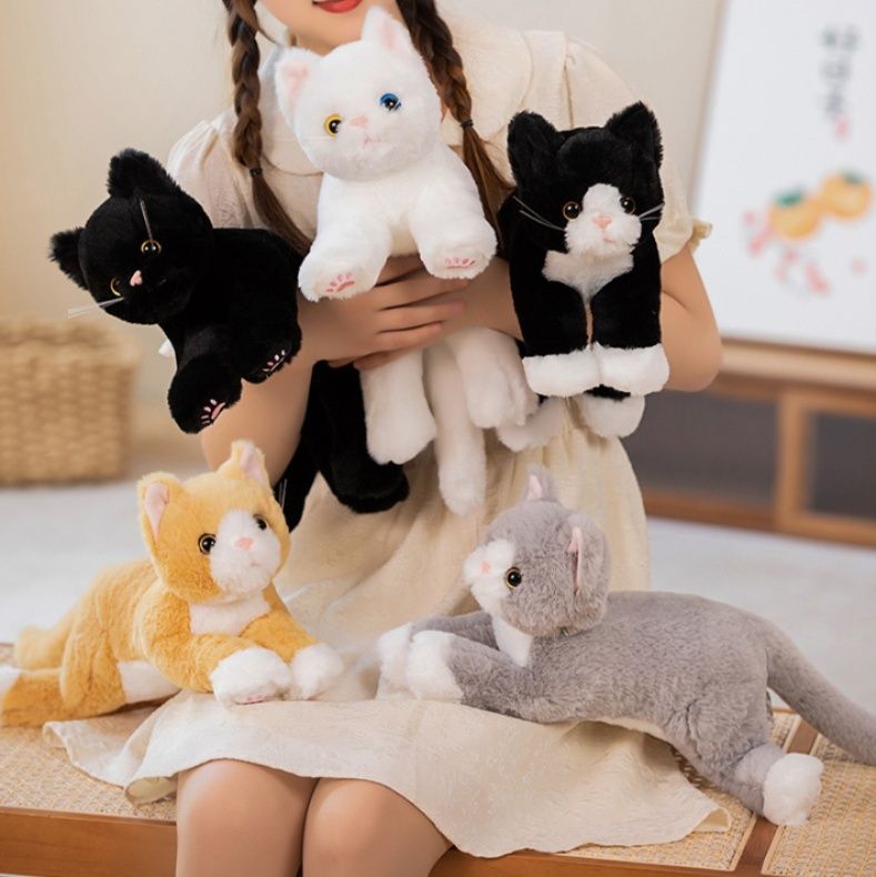 猫ぬいぐるみ つぶらな瞳の癒し系子猫ぬいぐるみ　グレー