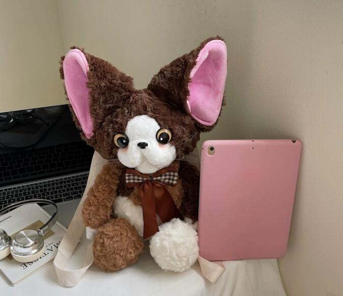 茶色猫ぬいぐるみ斜めがけショルダーバッグサコッシュ