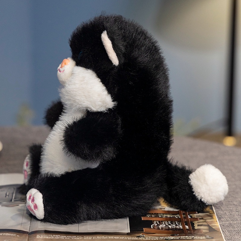 猫ぬいぐるみ まんまる笑顔のふわもこ黒猫抱きぬいぐるみ