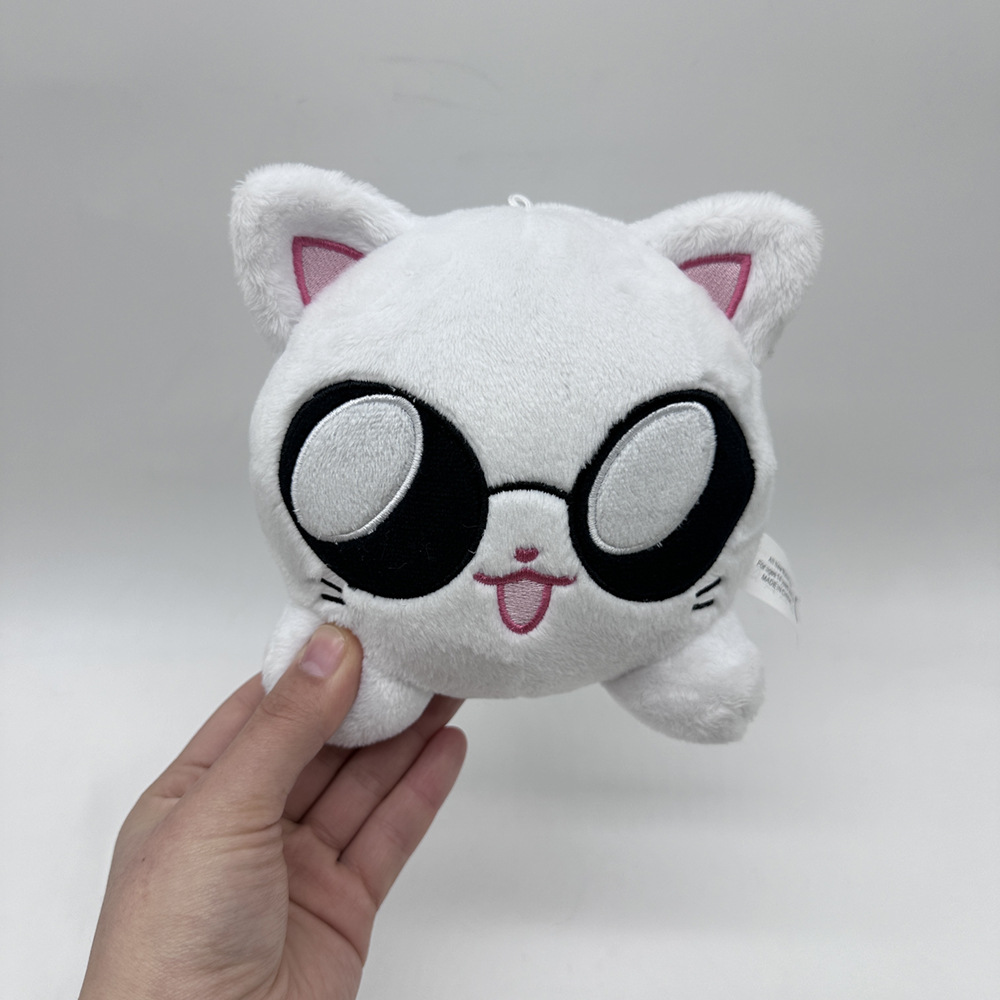 猫ぬいぐるみ まんまる笑顔の白猫ぬいぐるみ手のひらサイズ