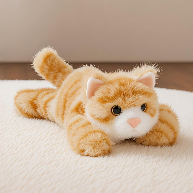 猫ぬいぐるみ ごろんと寝そべりトラ茶猫ぬいぐるみ