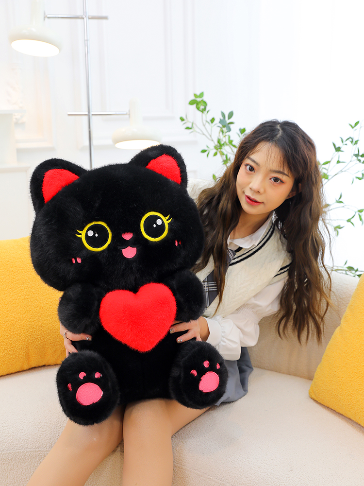 猫ぬいぐるみ まんまるハートにゃん