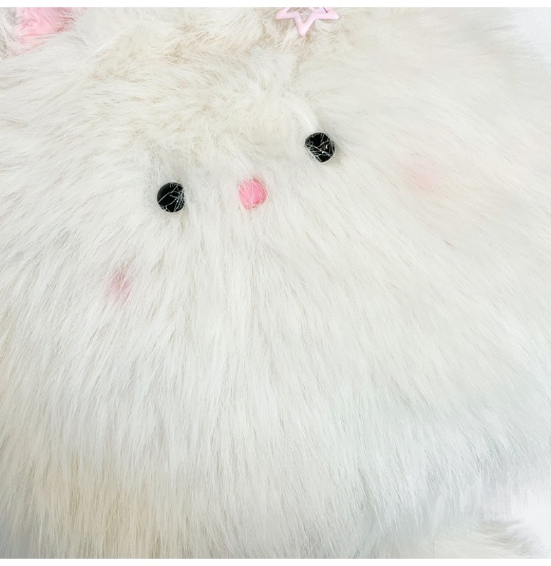 白色ふわふわ猫ぬいぐるみバッグ 子供用斜めがけかばん