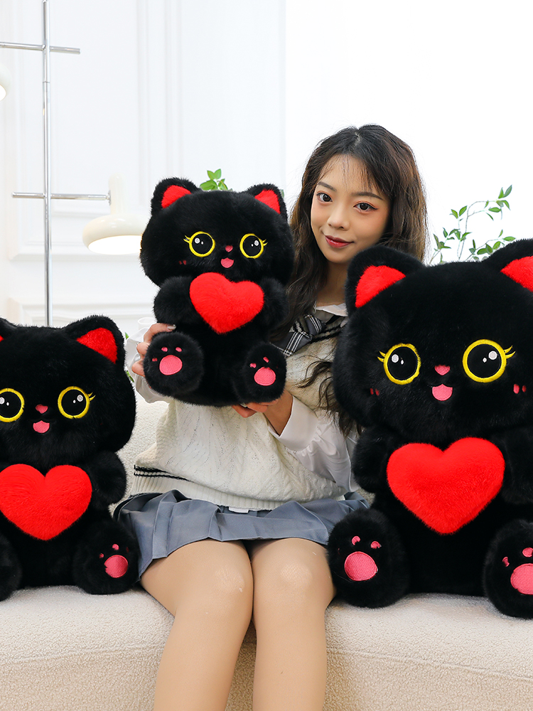 猫ぬいぐるみ まんまるハートにゃん