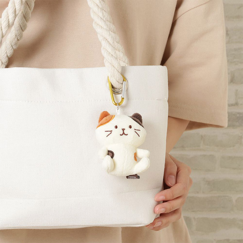 猫ぬいぐるみ ふわふわ三毛猫キーホルダーぬいぐるみ