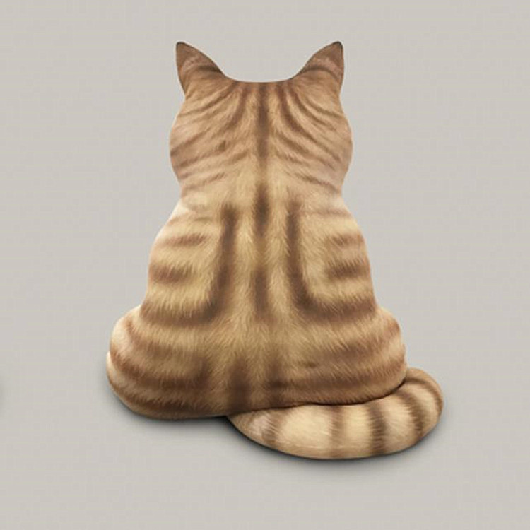 猫ぬいぐるみ 黒色縞模様猫後ろ姿ぬいぐるみクッション