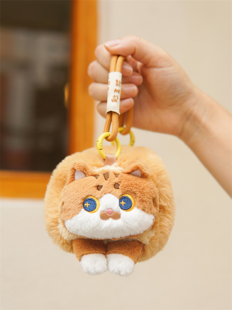 茶色の可愛い猫ぬいぐるみ パン型斜めがけバッグ