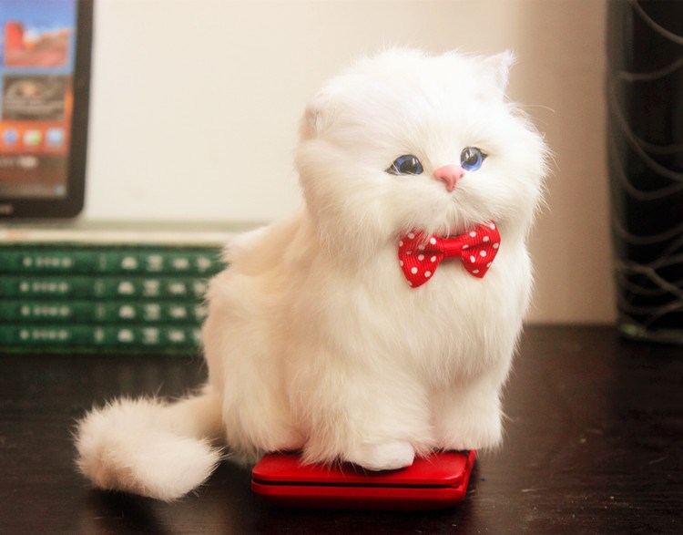 白猫ぬいぐるみ ふわふわ長毛ペルシャ風おすわり猫ぬいぐるみ