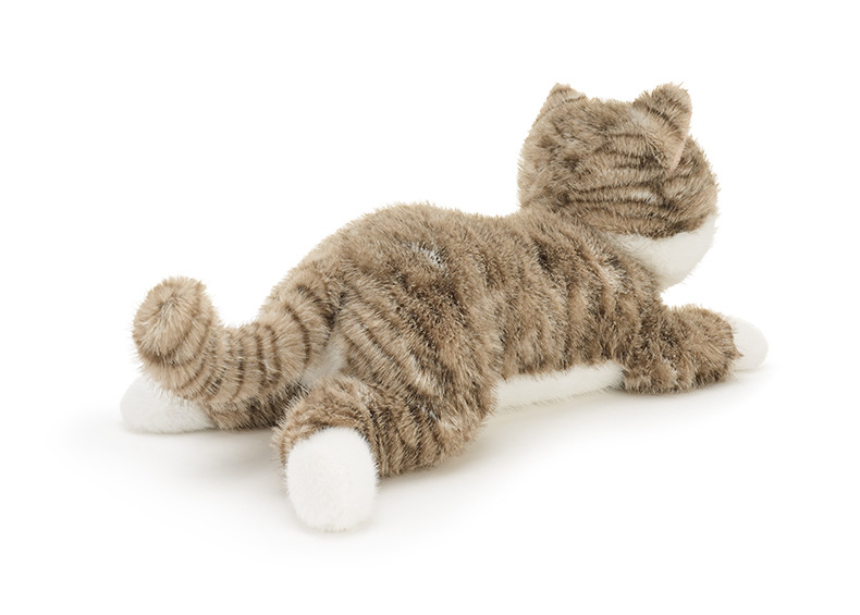 猫ぬいぐるみ ころんと寝そべる愛らしいトラ茶子猫のぬいぐるみ