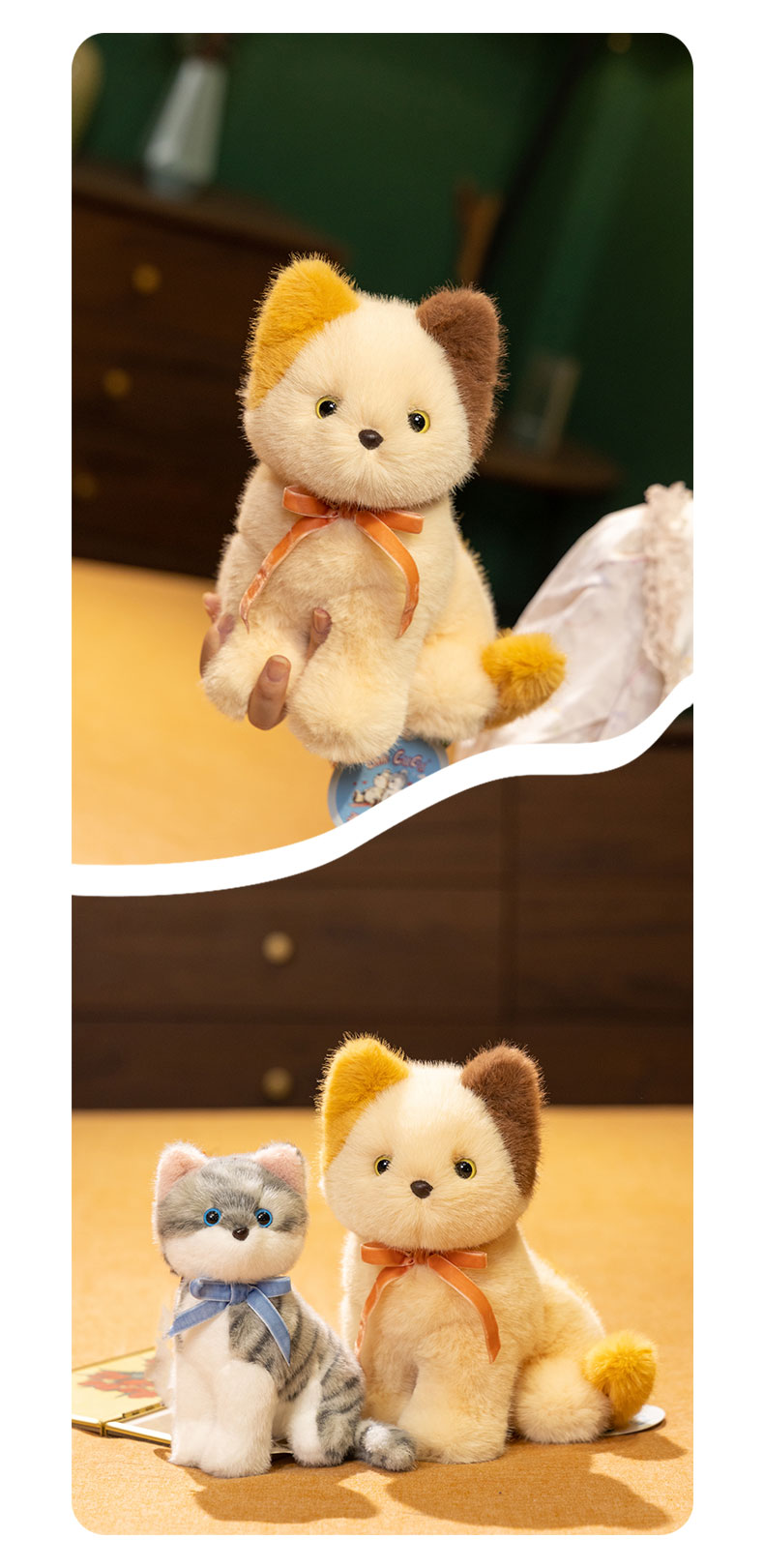 猫ぬいぐるみ ミックス耳のふわもふ子ねこ