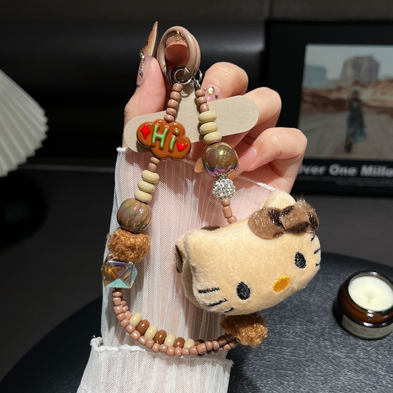 猫ぬいぐるみ もふもふ子猫のビーズストラップ