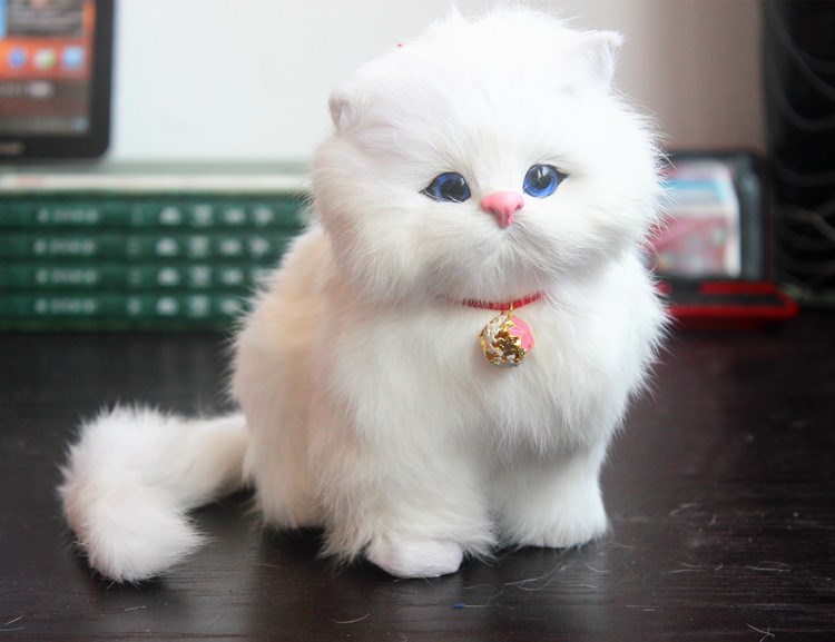 白猫ぬいぐるみ ふわふわ長毛ペルシャ風おすわり猫ぬいぐるみ