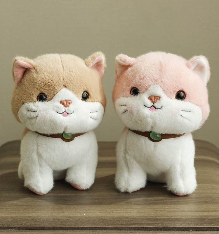 猫ぬいぐるみ 首輪付きまんまる子猫のお座りぬいぐるみ