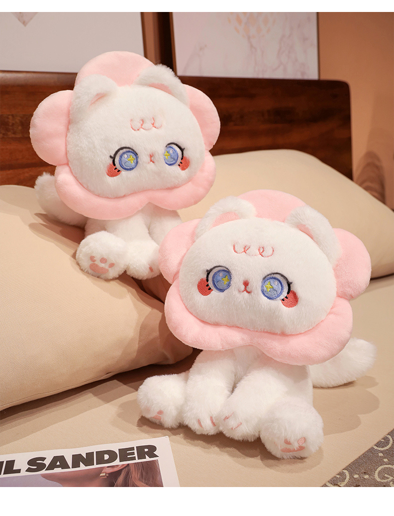 猫ぬいぐるみ お花まとう夢見るにゃんこ