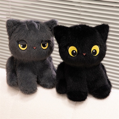 猫ぬいぐるみ まんまる黒猫のふわもち抱き枕