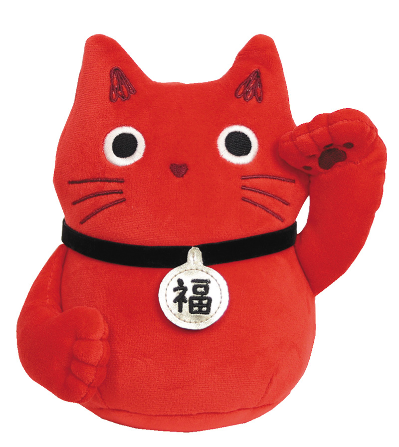 猫ぬいぐるみ 福を呼ぶ！黒色ネコの招きぬいぐるみ