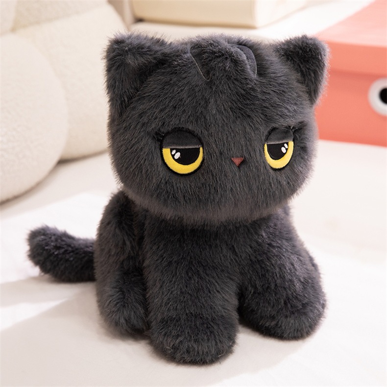 猫ぬいぐるみ まんまる黒猫のふわもち抱き枕