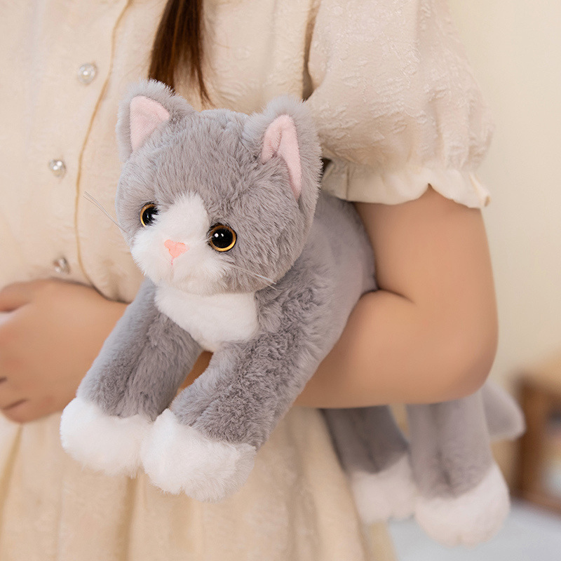 ふわふわ猫ぬいぐるみ 大きな瞳のもふもふ猫 白|猫ぬいぐるみ専門通販