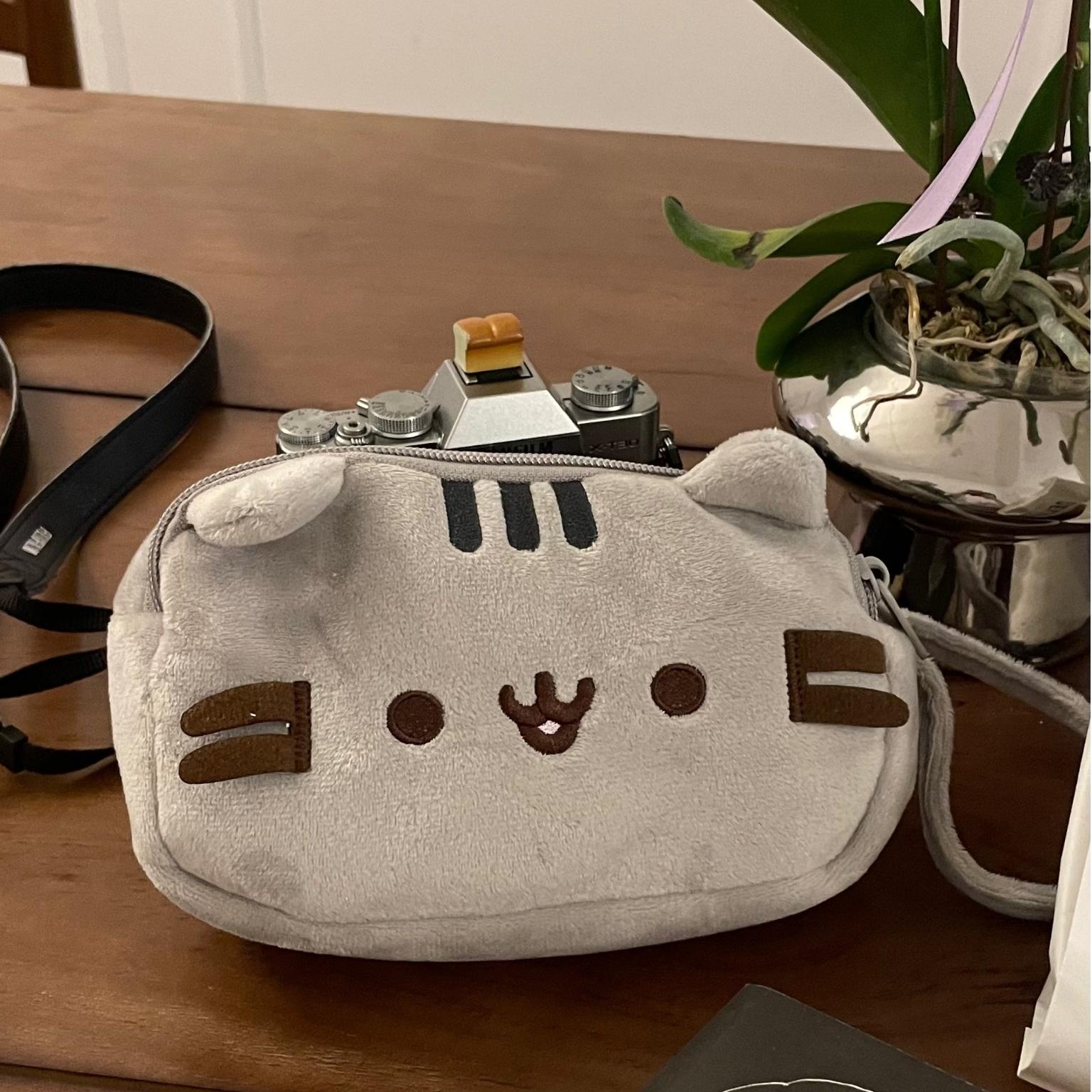 猫ぬいぐるみ グレー もふもふ猫の小物入れポーチ