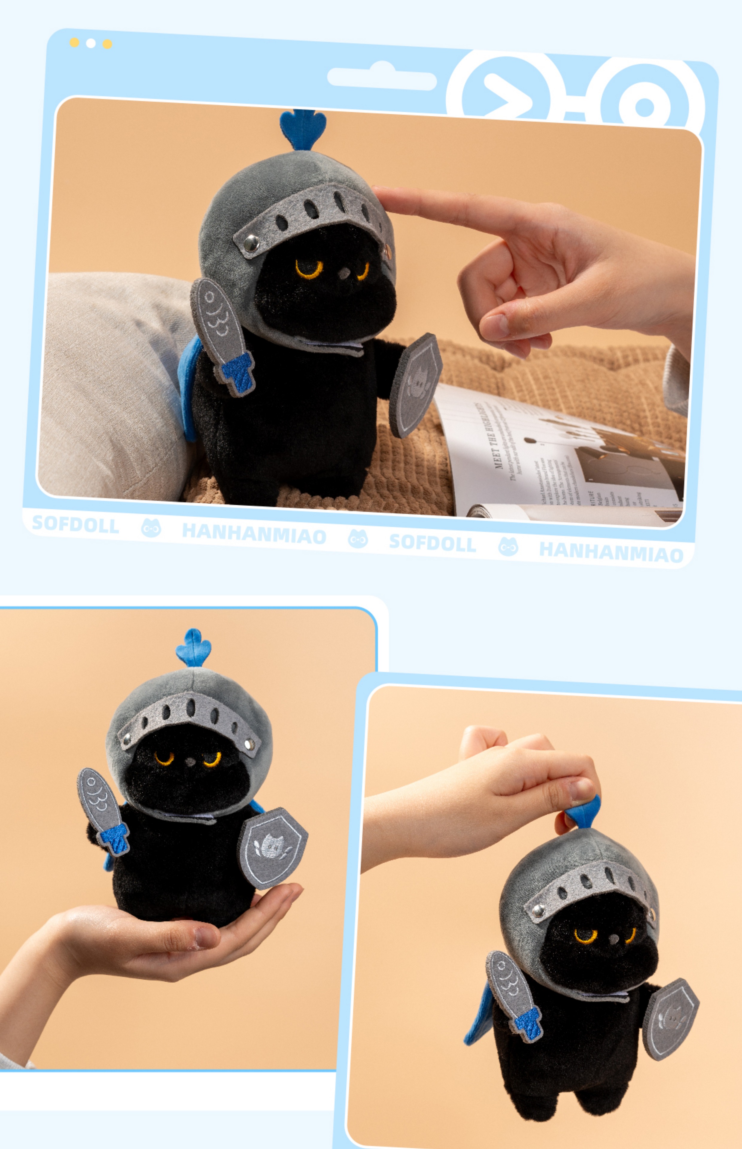 猫ぬいぐるみ 騎士猫ぬいぐるみ親子セット剣と盾付き