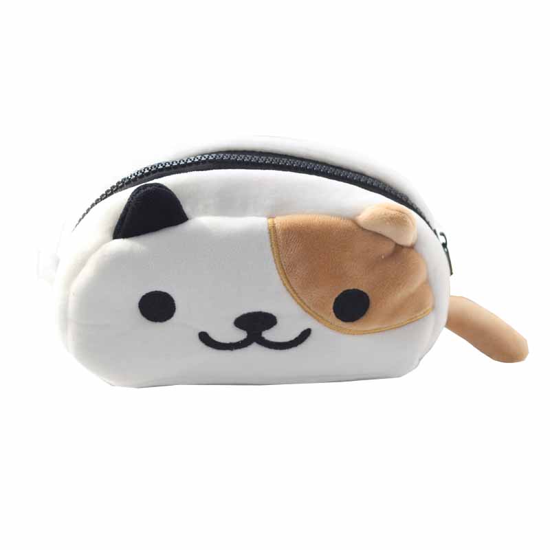 猫ぬいぐるみ ふわふわ三毛猫ポーチ付きぬいぐるみ