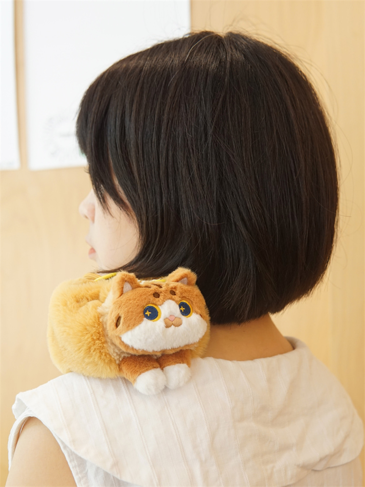 茶色の可愛い猫ぬいぐるみ パン型斜めがけバッグ