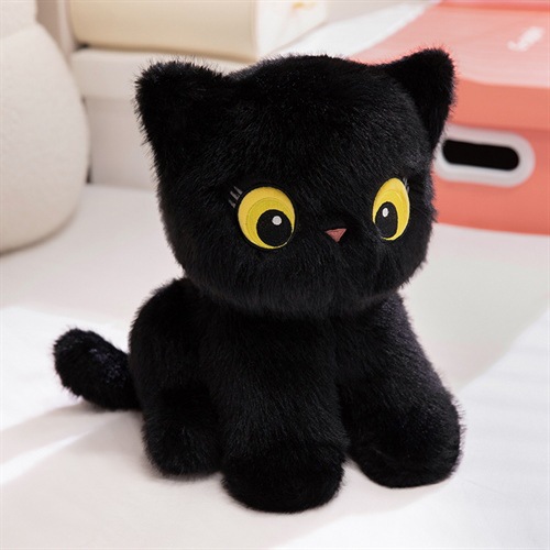 猫ぬいぐるみ まんまる黒猫のふわもち抱き枕