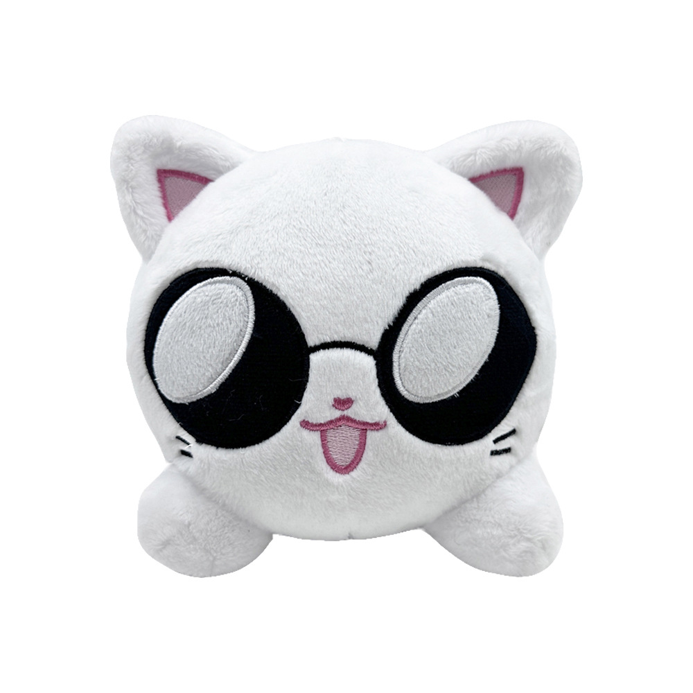 猫ぬいぐるみ まんまる笑顔の白猫ぬいぐるみ手のひらサイズ