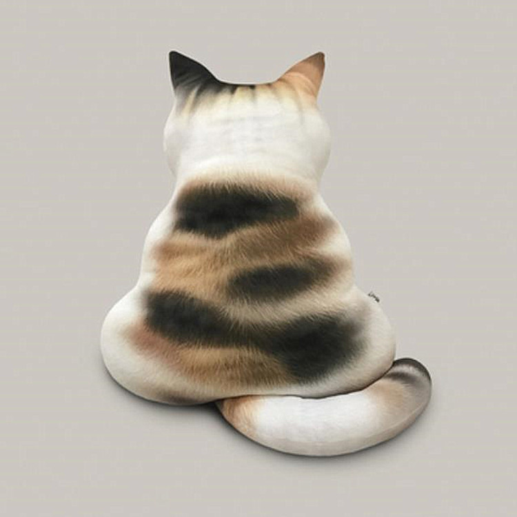 猫ぬいぐるみ 黒色縞模様猫後ろ姿ぬいぐるみクッション