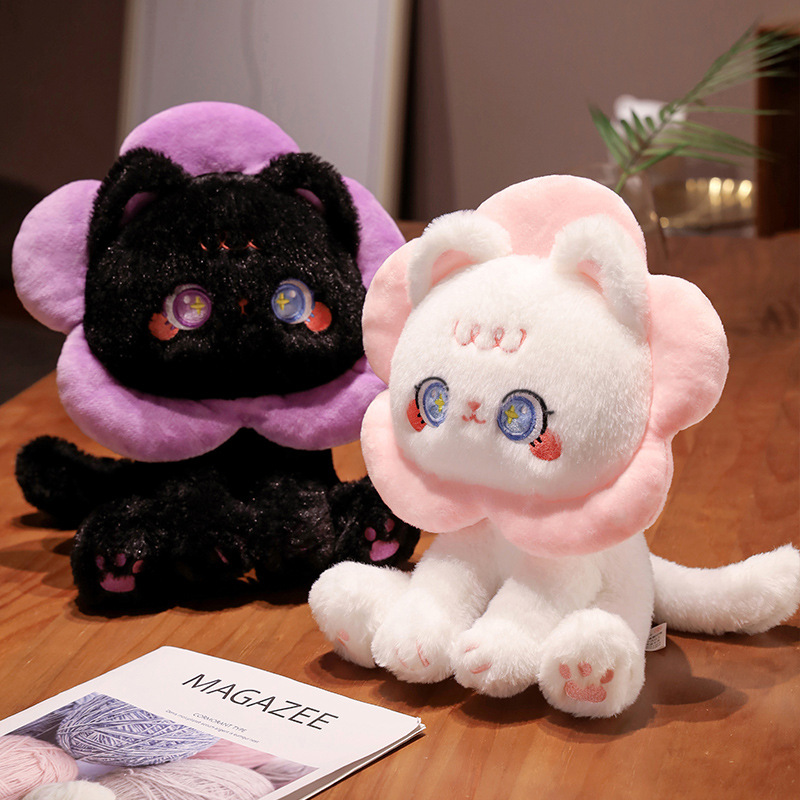 猫ぬいぐるみ お花まとう夢見るにゃんこ