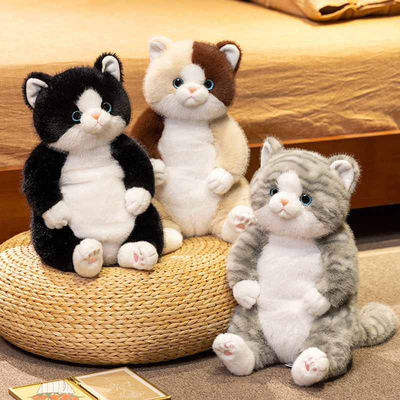 猫ぬいぐるみ もふもふ三毛猫の愛らしいお座りぬいぐるみ