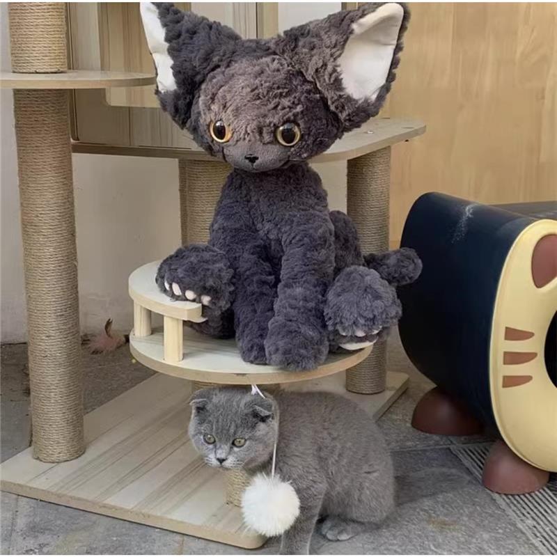 猫ぬいぐるみ もふもふ大きな耳の夜の友達