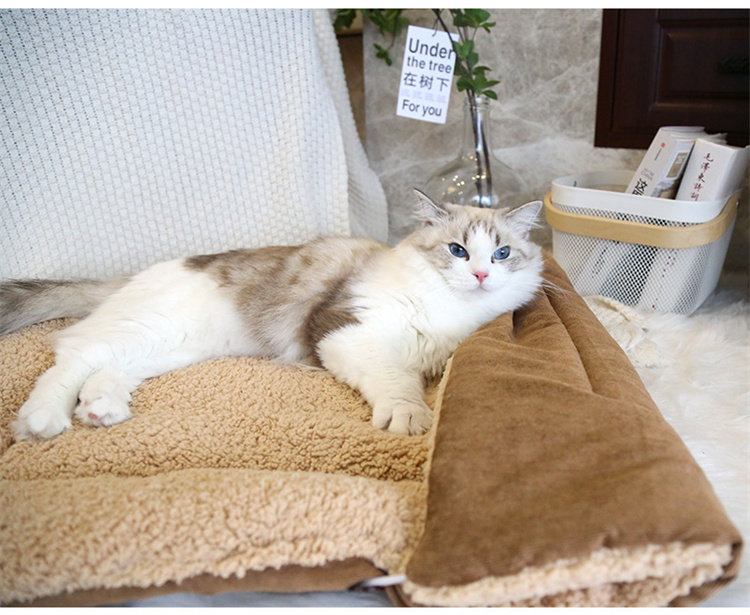 猫グッズ 防災対応 猫用保温寝袋 折り畳み式ベルベット猫ハウス