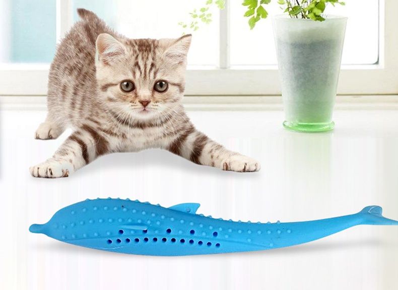 猫グッズ 歯磨きグッズ 猫用歯磨き魚ブラシ 薬草配合