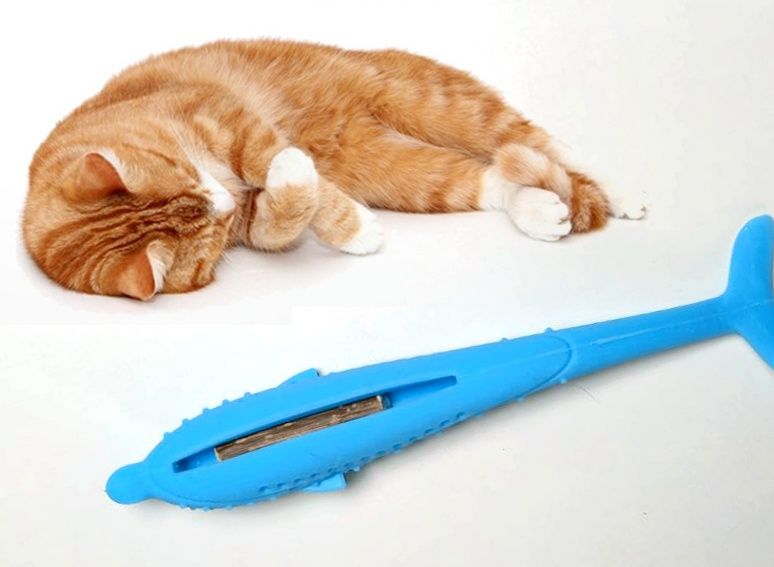 猫グッズ 歯磨きグッズ 猫用歯磨き魚ブラシ 薬草配合
