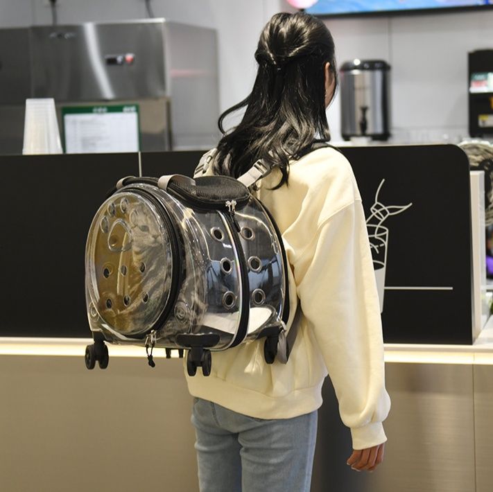 猫グッズ 防災グッズ 透明キャットキャリー 災害避難バッグ