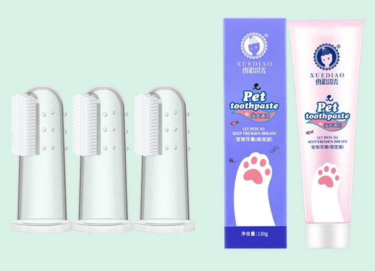 猫グッズ 歯磨きグッズ もふ肉球の歯ピカセット