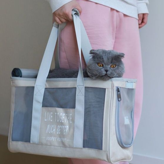 猫グッズ 透明窓付き猫避難キャリーバッグ