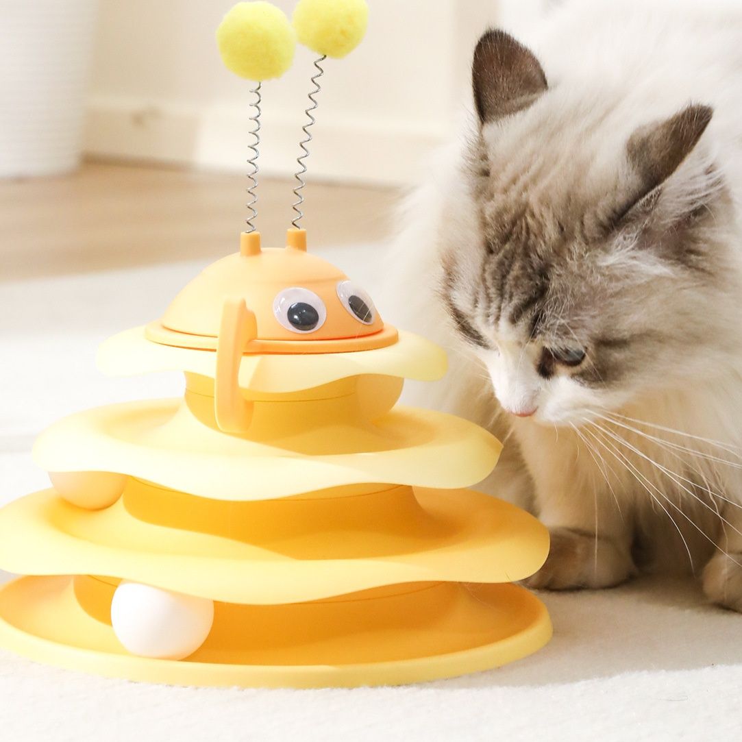 猫グッズ 遊び層タワー ぐるぐる玉転がし