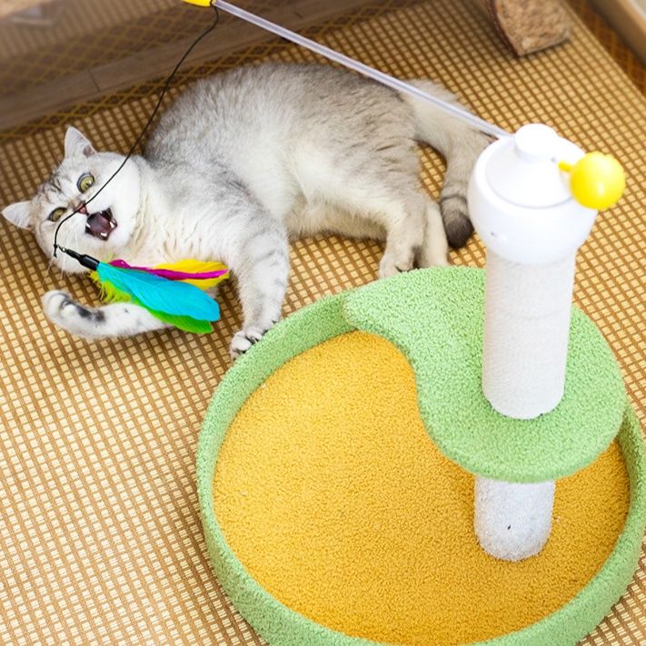 猫グッズ 自動回転ぐるぐる猫じゃらし台