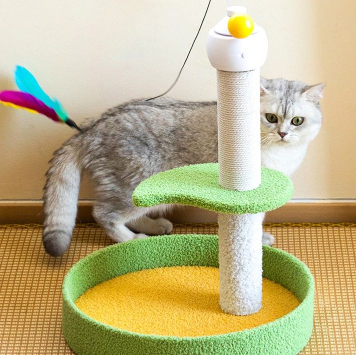 猫グッズ 自動回転ぐるぐる猫じゃらし台