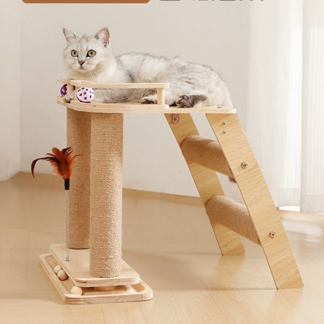 猫グッズ 爪とぎ付き遊びタワー 猫ちゃん運動パラダイス