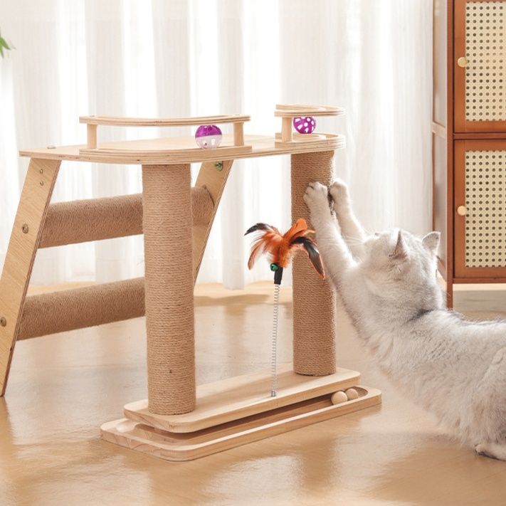 猫グッズ 爪とぎ付き遊びタワー 猫ちゃん運動パラダイス