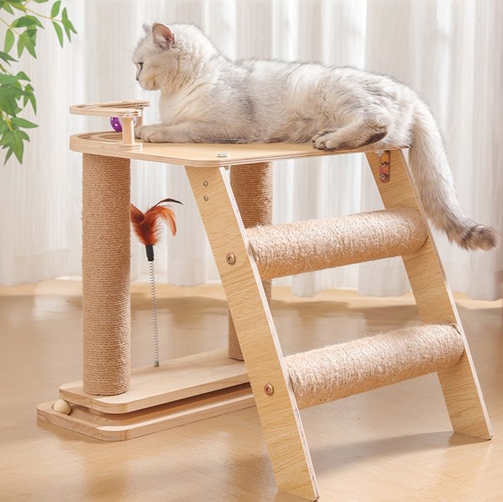 猫グッズ 爪とぎ付き遊びタワー 猫ちゃん運動パラダイス