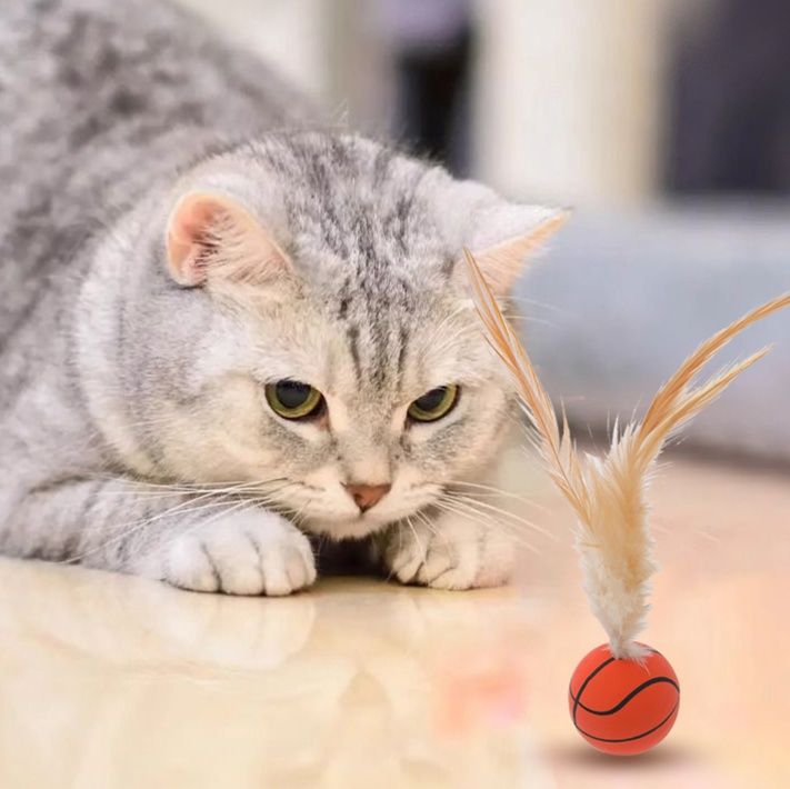 猫グッズ 羽根つきスポーツボール