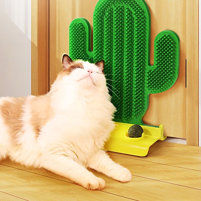 猫グッズ サボテン型猫用毛繕いマッサージ器