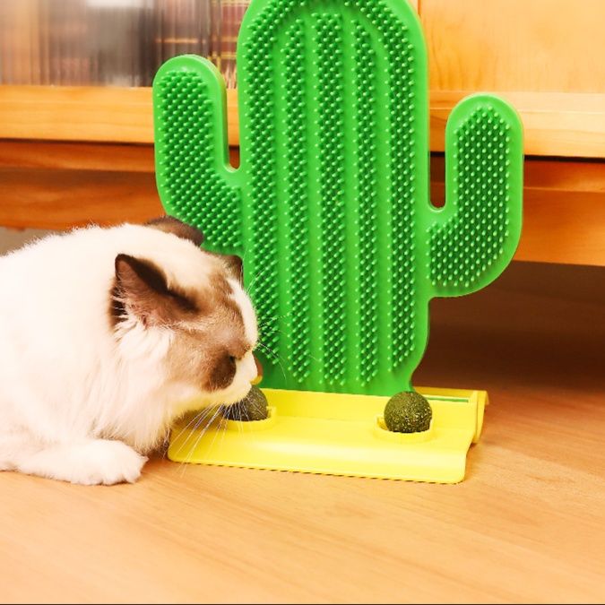 猫グッズ サボテン型猫用毛繕いマッサージ器
